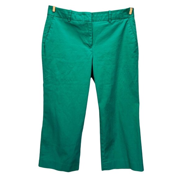 Talbots Womens Chelsea Cropped Pants Green Stretch Twill Straight Leg Petite 4P - Picture 2 of 12